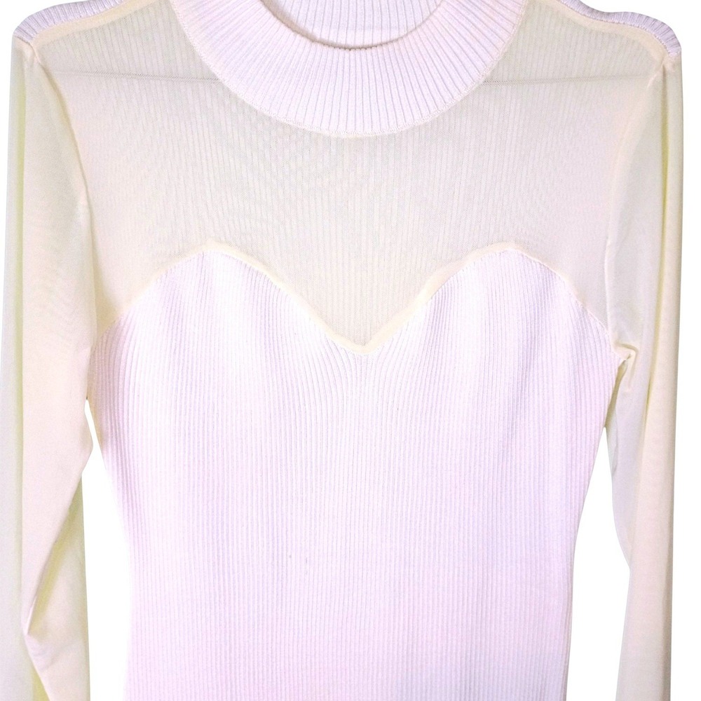 Almost Famous Womens Off White Ribbed Mock Neck Sheer Mesh Sweetheart‎ Dress 2X